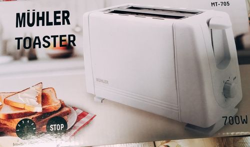ΗΛΕΚΤΡΙΚΗ ΦΡΗΓΑΝΙΕΡΑ-TOASTER 2 SLICES 700W MT705  MUHLER